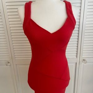 Red tight mini dress